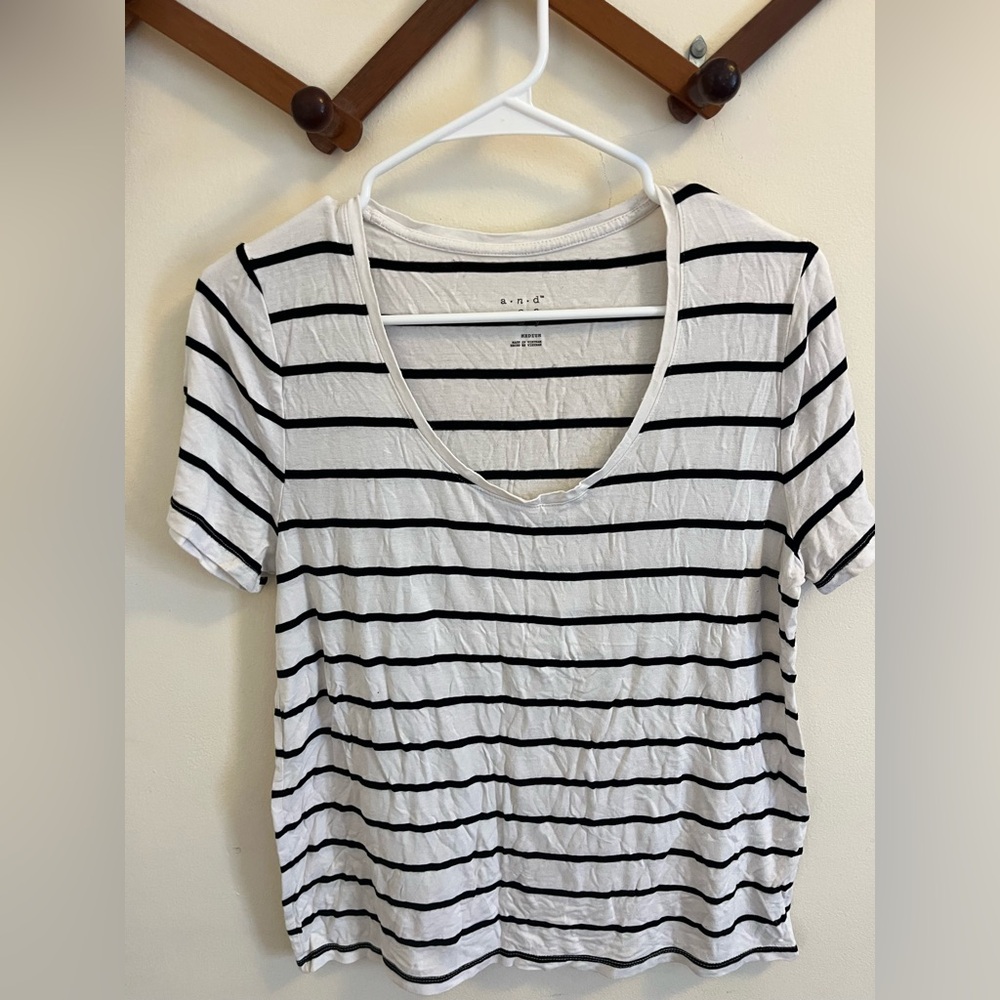 Black and White Striped Women's Top